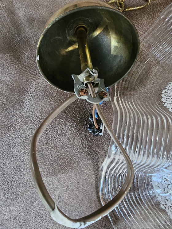 Image 1 of Vintage hanglamp met glazen lampenkap