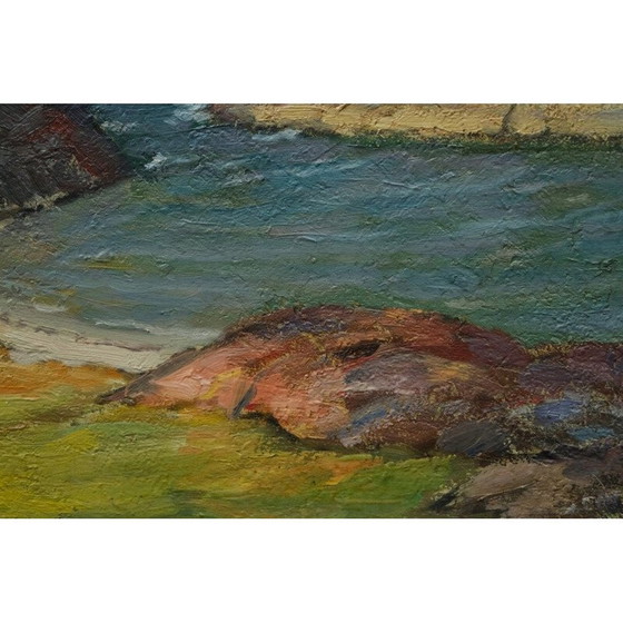 Image 1 of Zweeds landschap olieverf op paneel door Oddmar Björklund, jaren 1960