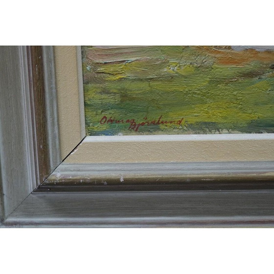Image 1 of Zweeds landschap olieverf op paneel door Oddmar Björklund, jaren 1960