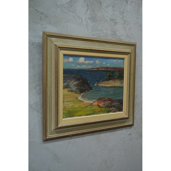 Image 1 of Zweeds landschap olieverf op paneel door Oddmar Björklund, jaren 1960