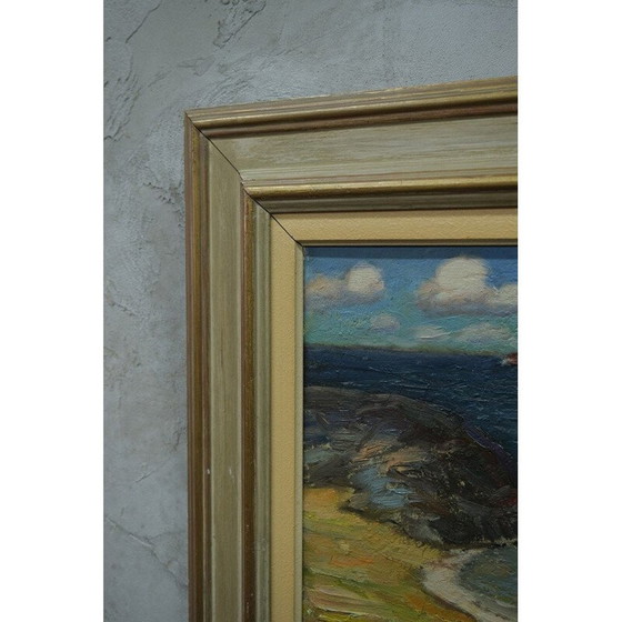 Image 1 of Zweeds landschap olieverf op paneel door Oddmar Björklund, jaren 1960