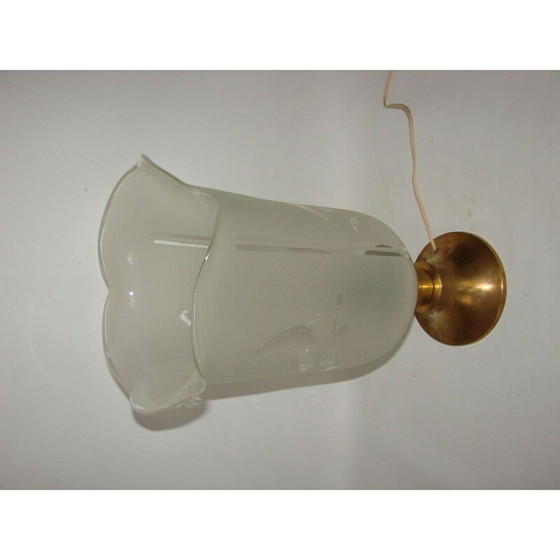 Image 1 of Vintage lamp van messing en matglas, 1940