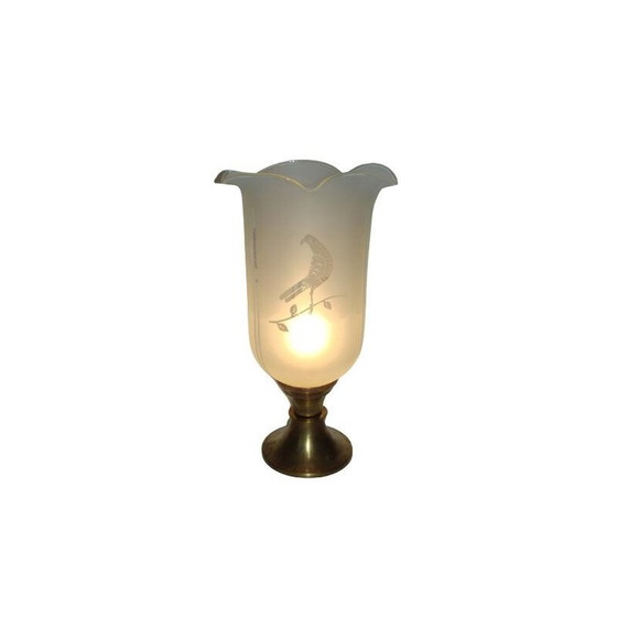 Image 1 of Vintage lamp van messing en matglas, 1940