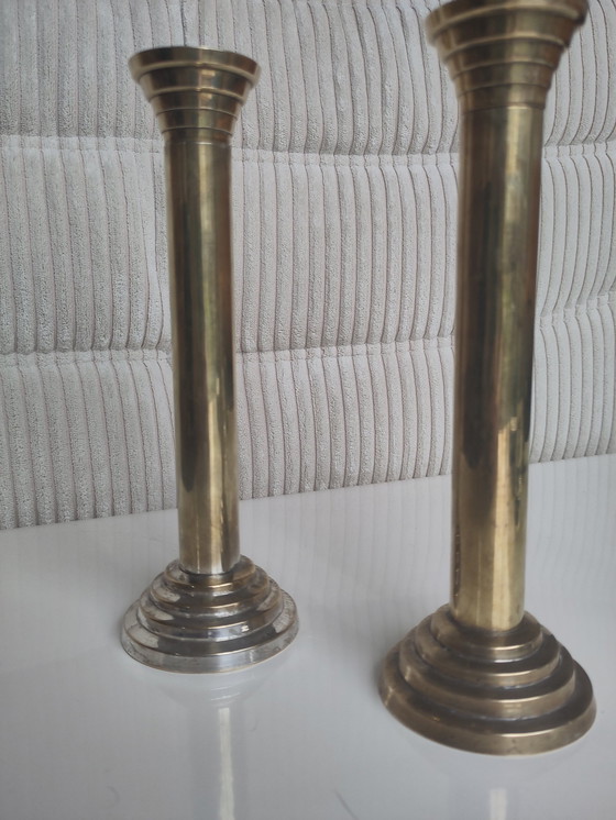 Image 1 of Vintage Messing Silverplated Kandelaren