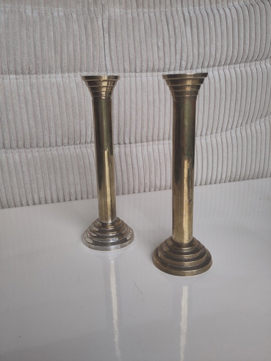 Image 1 of Vintage Messing Silverplated Kandelaren