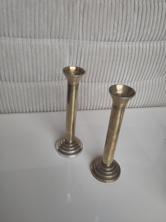 Image 1 of Vintage Messing Silverplated Kandelaren