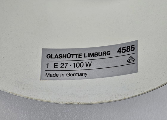 Image 1 of Vintage Mid Century Moderne Glashütte Limburg Handgeblazen Opaline Glazen Hanglamp, 1970S.