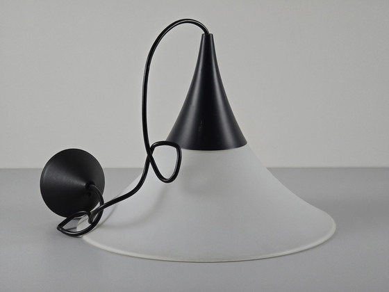 Image 1 of Vintage Mid Century Moderne Glashütte Limburg Handgeblazen Opaline Glazen Hanglamp, 1970S.