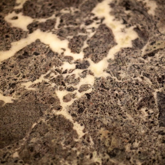 Image 1 of Brutalistische vintage eettafel van marmer en palissander, Frankrijk 1970