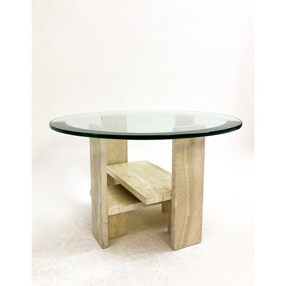 Image 1 of Salontafel van glas en travertijn uit Mid Century, Willy Ballez, jaren 1970