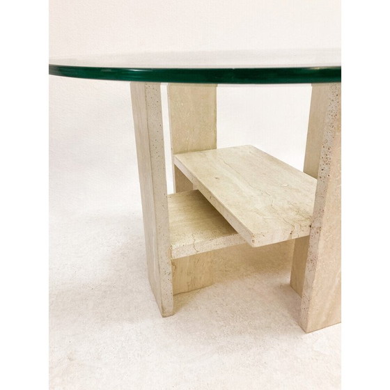 Image 1 of Salontafel van glas en travertijn uit Mid Century, Willy Ballez, jaren 1970