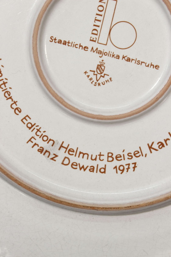 Image 1 of Franz Dewald & Karlsruhe Majolika - Grote abstracte decoratieve schotel 1976 N°42/150