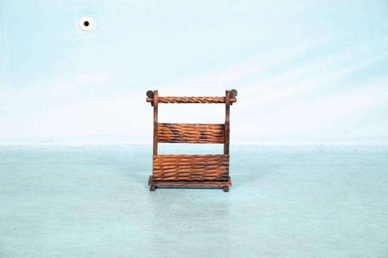 Image 1 of Brutalist houten lectuurhouder 70s, Spanish magazine rack