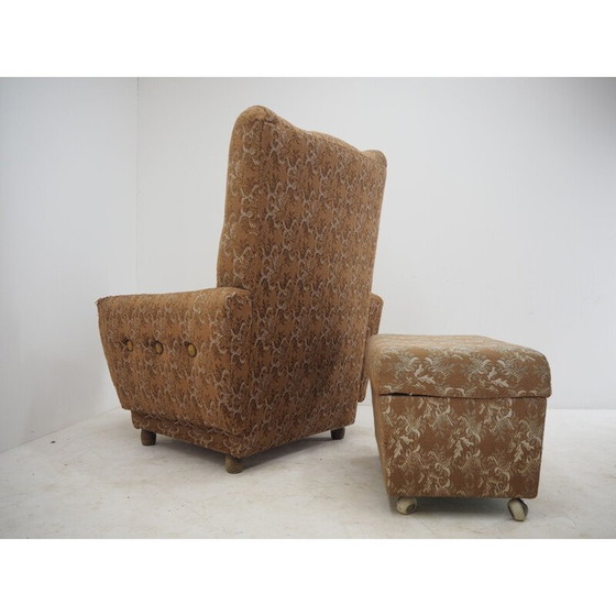 Image 1 of Mid century fauteuil met ottomane, 1960