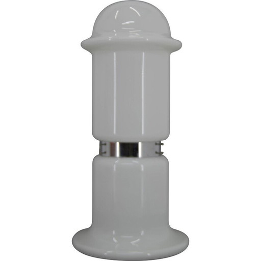 Vintage wit glazen vloerlamp van Karel Volf, Tsjecho-Slowakije 1970