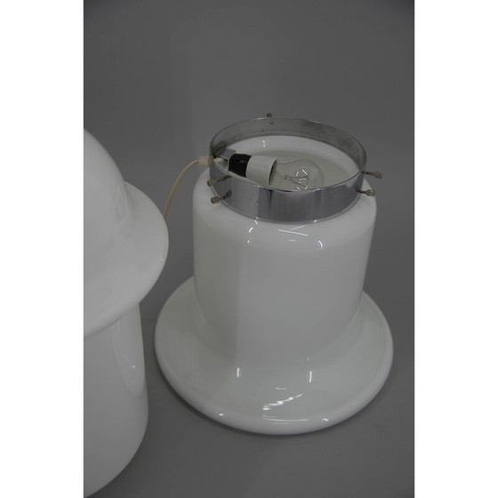 Image 1 of Vintage wit glazen vloerlamp van Karel Volf, Tsjecho-Slowakije 1970