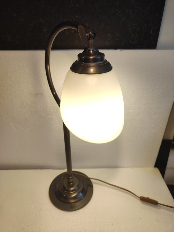 Image 1 of Oude Robuusten Bruine Metalen Industriële Bureaulamp – Lamp Industrieel