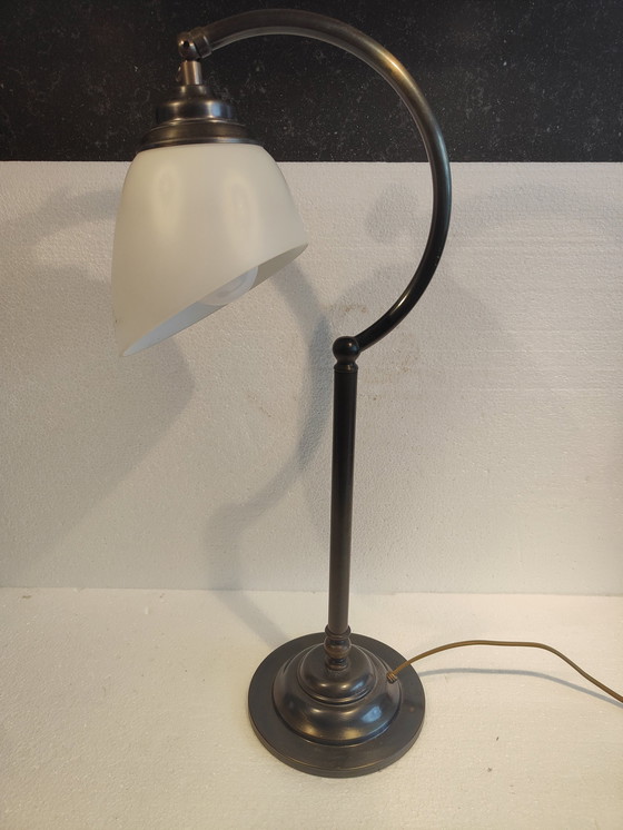 Image 1 of Oude Robuusten Bruine Metalen Industriële Bureaulamp – Lamp Industrieel