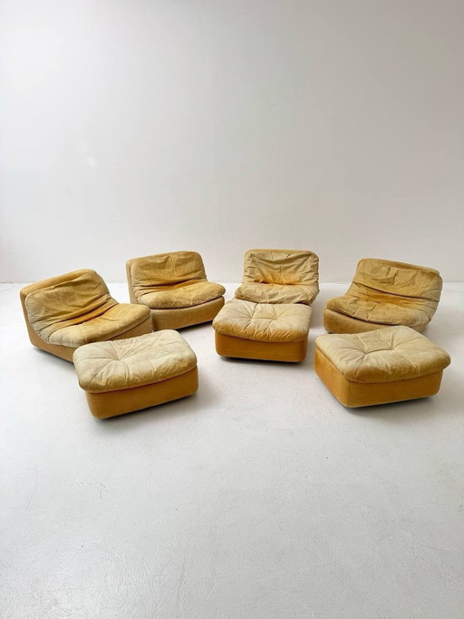 Set van 4 fauteuils en 3 krukjes Driepunts Cor (58) 1960Er