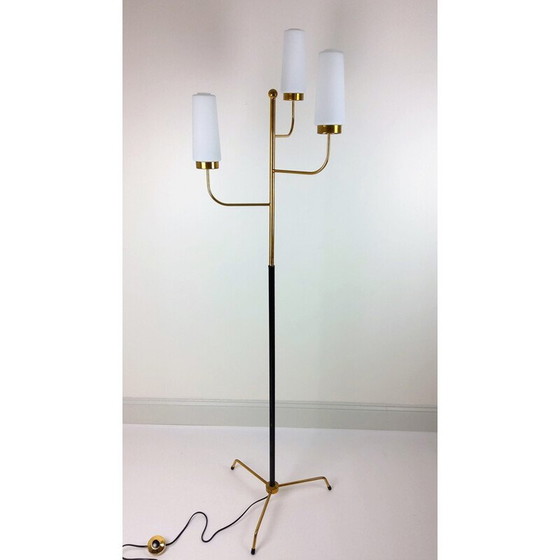 Image 1 of Vintage glazen vloerlamp met 3 opalen 1960