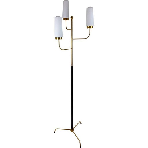 Vintage glazen vloerlamp met 3 opalen 1960