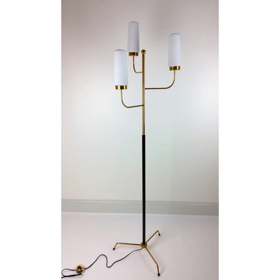 Image 1 of Vintage glazen vloerlamp met 3 opalen 1960