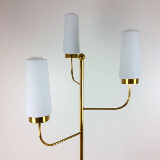 Image 1 of Vintage glazen vloerlamp met 3 opalen 1960