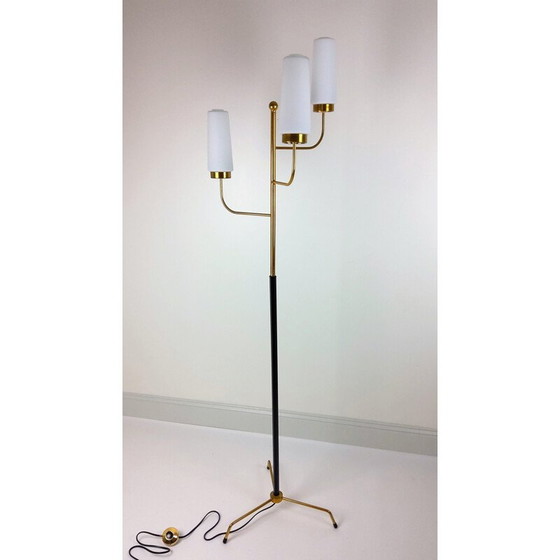 Image 1 of Vintage glazen vloerlamp met 3 opalen 1960
