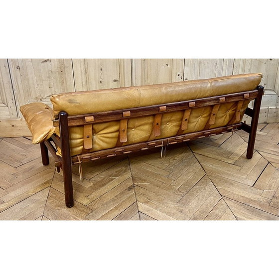 Image 1 of Vintage leren bank van Jean Gillon voor Woodart