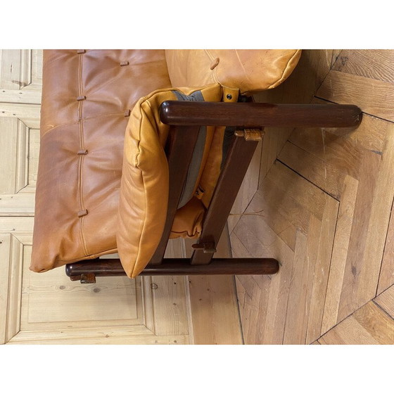 Image 1 of Vintage leren bank van Jean Gillon voor Woodart