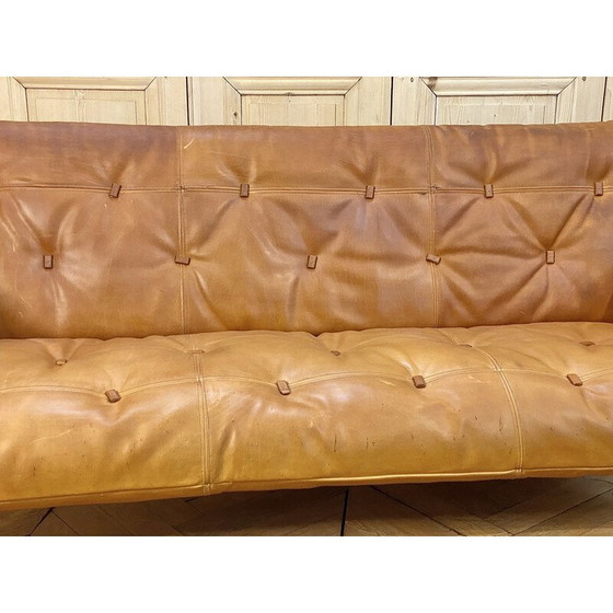 Image 1 of Vintage leren bank van Jean Gillon voor Woodart