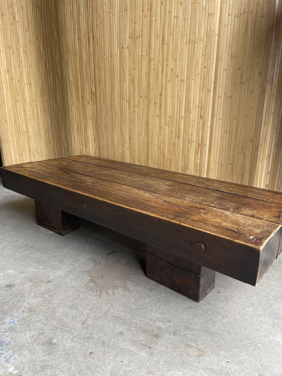 Image 1 of Brutalist Wabi-Sabi Massief Eiken Salontafel/ Coffeetable