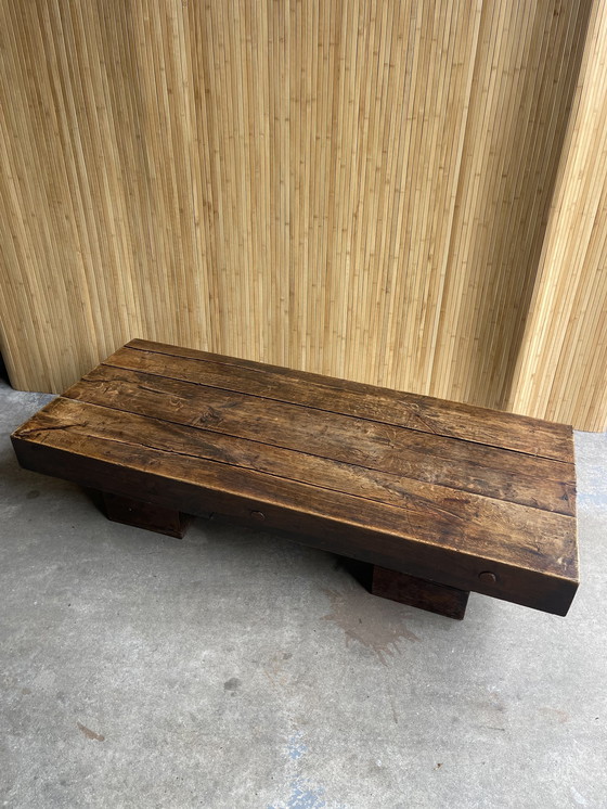 Image 1 of Brutalist Wabi-Sabi Massief Eiken Salontafel/ Coffeetable