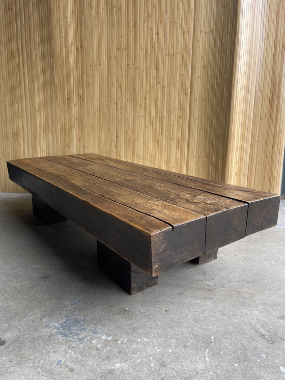 Image 1 of Brutalist Wabi-Sabi Massief Eiken Salontafel/ Coffeetable