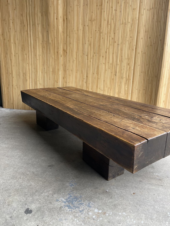 Image 1 of Brutalist Wabi-Sabi Massief Eiken Salontafel/ Coffeetable