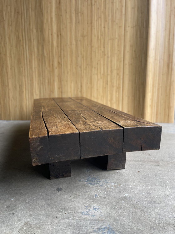 Image 1 of Brutalist Wabi-Sabi Massief Eiken Salontafel/ Coffeetable