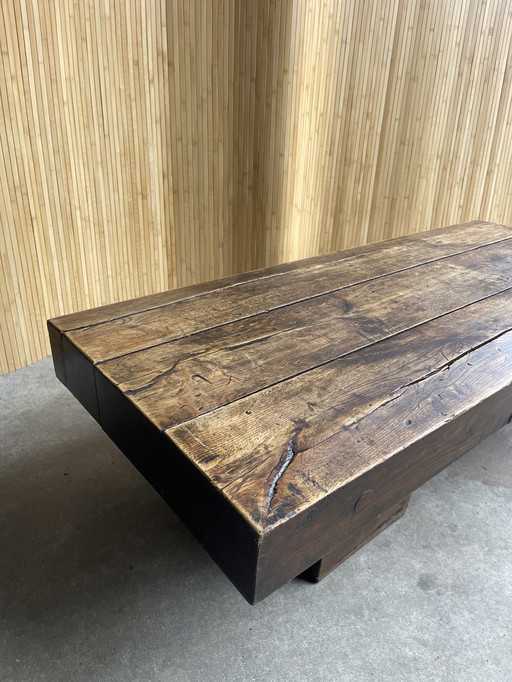 Brutalist Wabi-Sabi Massief Eiken Salontafel/ Coffeetable