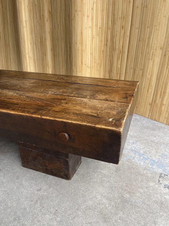 Image 1 of Brutalist Wabi-Sabi Massief Eiken Salontafel/ Coffeetable