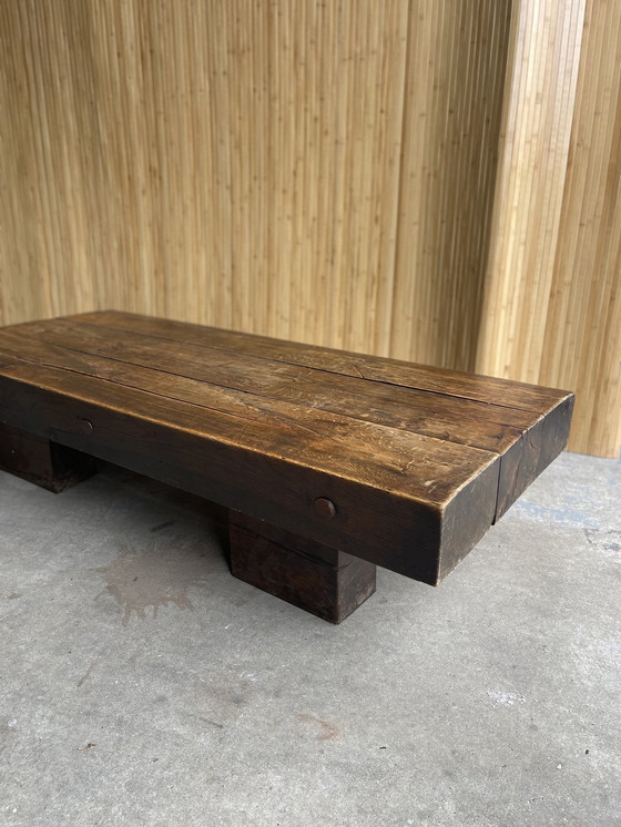 Image 1 of Brutalist Wabi-Sabi Massief Eiken Salontafel/ Coffeetable