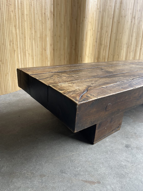 Image 1 of Brutalist Wabi-Sabi Massief Eiken Salontafel/ Coffeetable