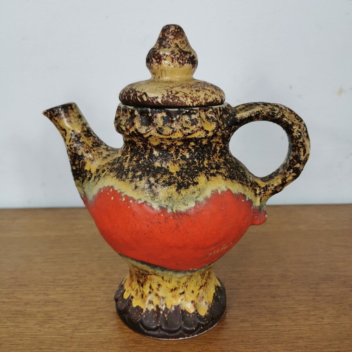 Vintage West Germany Fat Lava Keramiek Theepot, Koffiepot