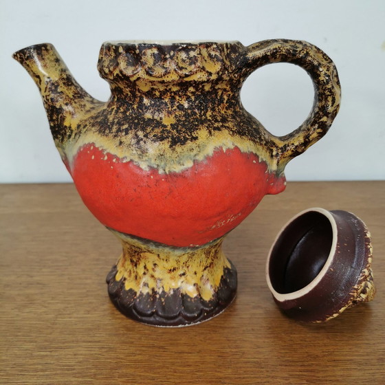 Image 1 of Vintage West Germany Fat Lava Keramiek Theepot, Koffiepot