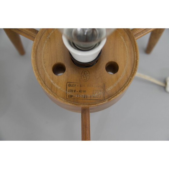 Image 1 of Vintage houten en glazen tafellamp van Uluv, Tsjecho-Slowakije 1960