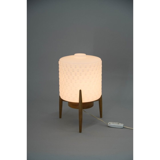Image 1 of Vintage houten en glazen tafellamp van Uluv, Tsjecho-Slowakije 1960