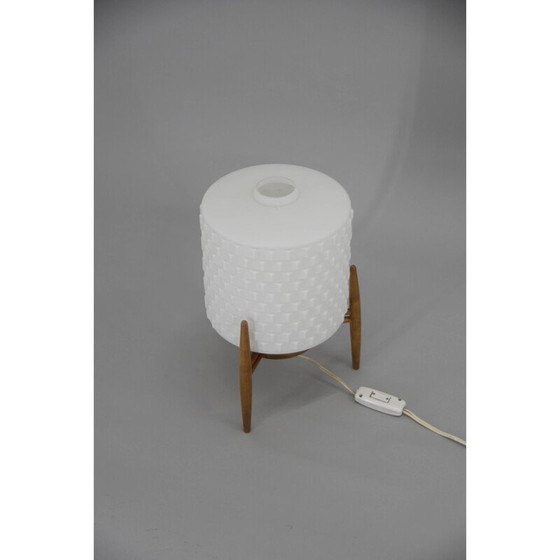 Image 1 of Vintage houten en glazen tafellamp van Uluv, Tsjecho-Slowakije 1960