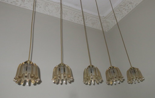 5x Doria Mat Amber Glazen Hanglampen