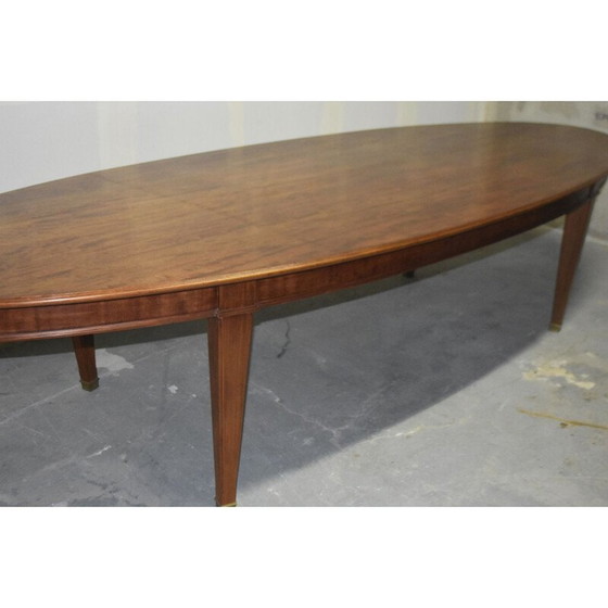 Image 1 of Vintage ovale vergadertafel in mahonie en messing