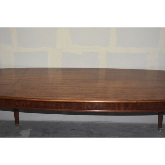 Image 1 of Vintage ovale vergadertafel in mahonie en messing