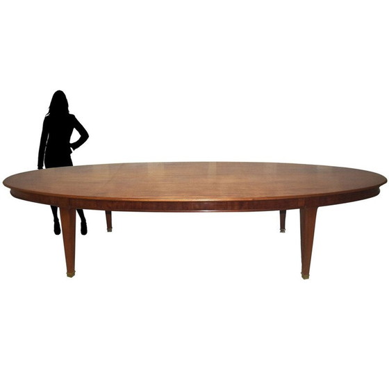 Image 1 of Vintage ovale vergadertafel in mahonie en messing