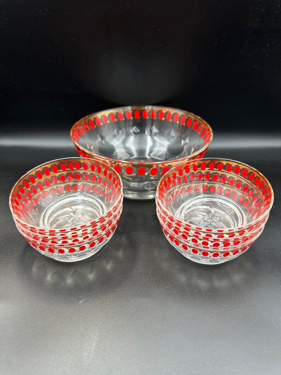 Image 1 of Vintage Italië 50s Dessert Schaaltjes en Grote Schaal